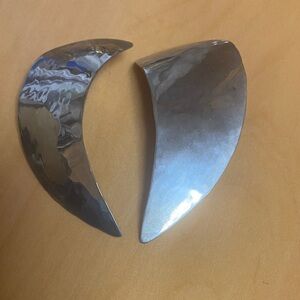 Silver Crescent Earrings length 2.5”